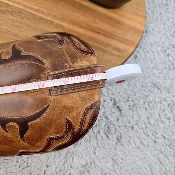 Boulet Womens 9.5C/B Brown Two Tone Inlay Casual Lifestyle Western Cowgirl Boots - Picture 3 of 16